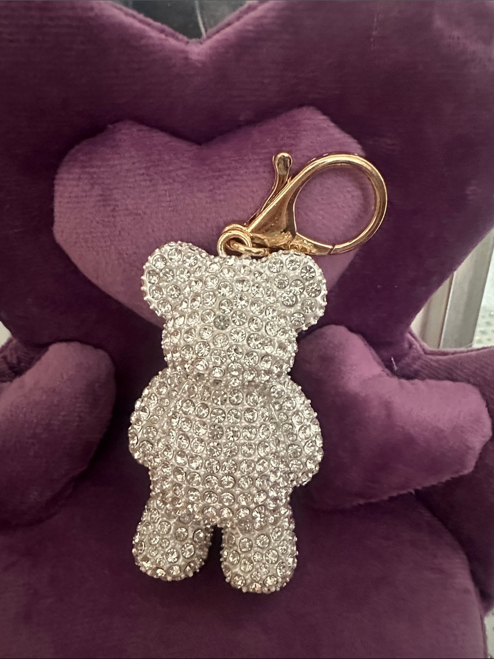 Rhinestone Bear Keychain Gold & Silver Like New